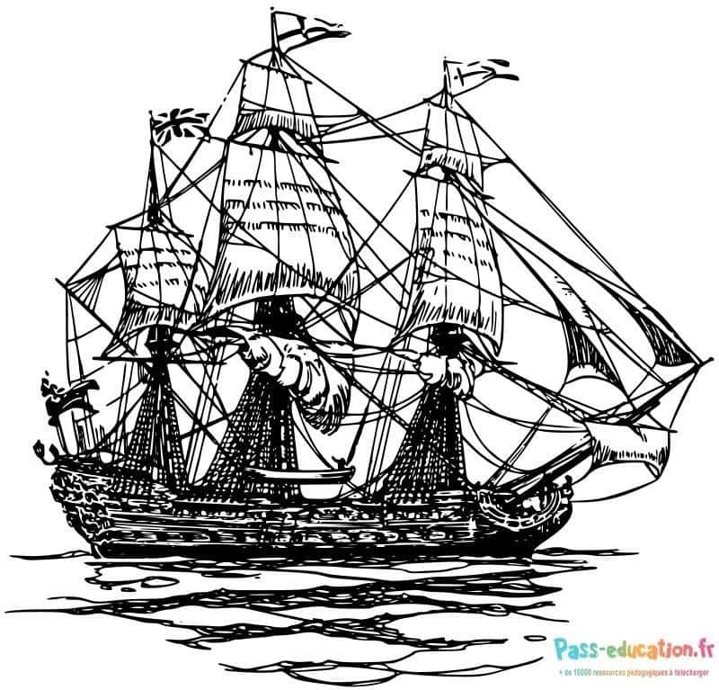Coloriage Bateau Pirate à imprimer et colorier