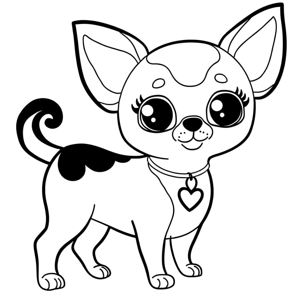 Coloriage Chihuahua mignon à imprimer et colorier
