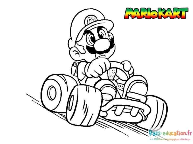Coloriage Mario en kart à imprimer et colorier