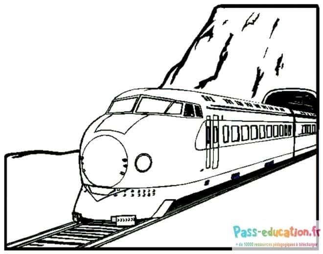 Coloriage Train à grande vitesse à imprimer et colorier