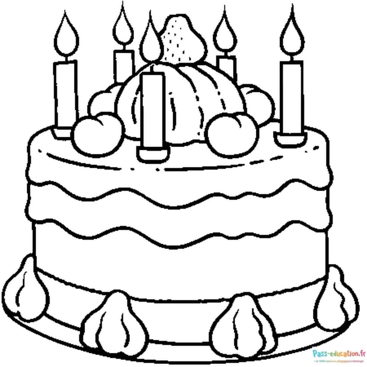 Coloriage Gâteau d'anniversaire à imprimer et colorier