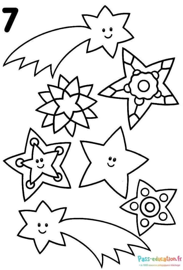 Coloriage Étoiles souriantes à imprimer et colorier