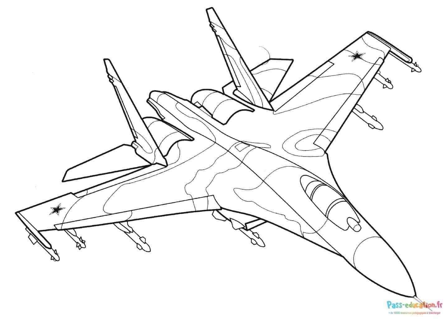 Coloriage Avion de chasse à imprimer et colorier