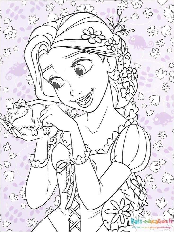 Coloriage Raiponce et fleurs à imprimer et colorier