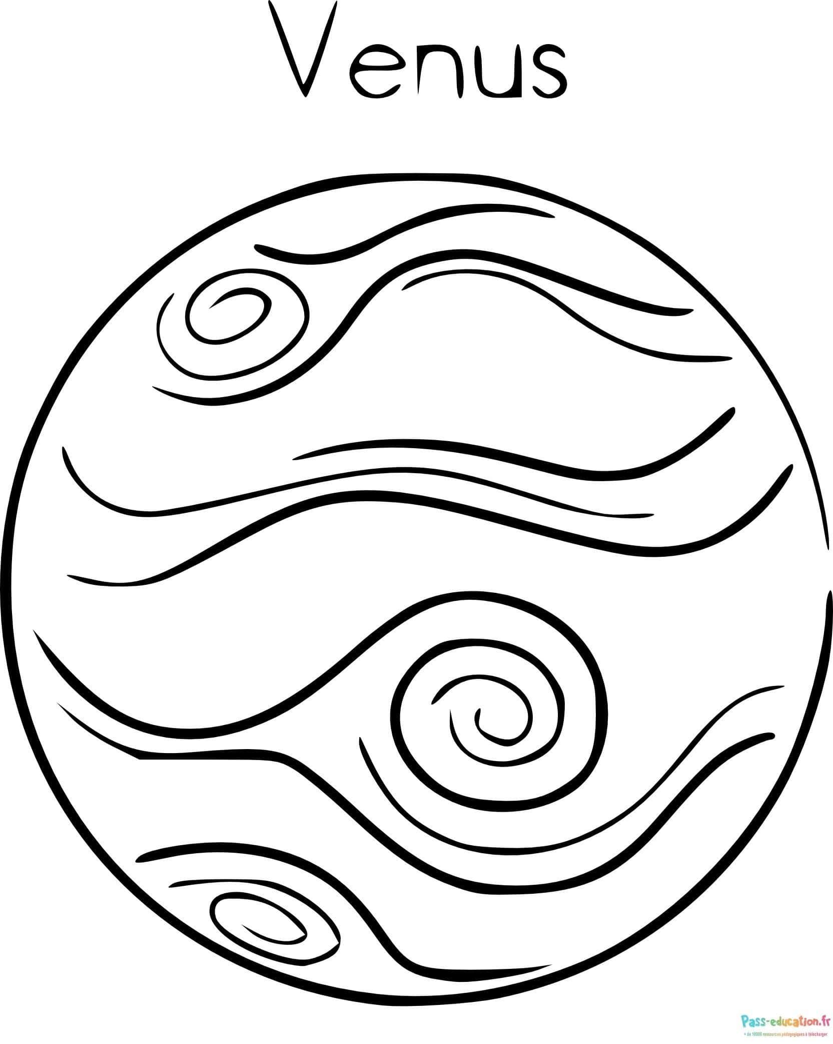 Coloriage Planète Vénus à imprimer et colorier