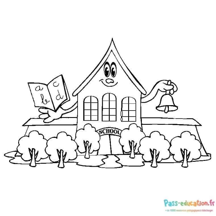 Coloriage École animée à imprimer et colorier