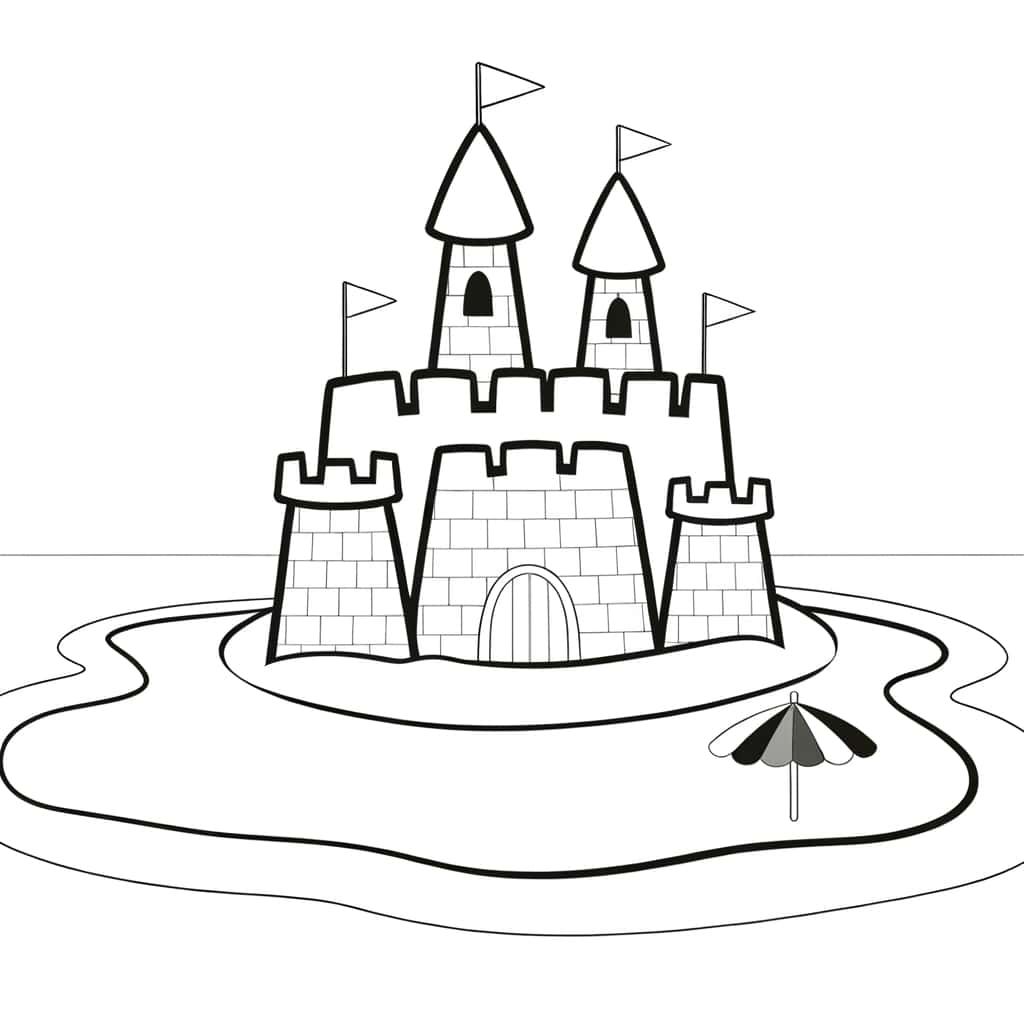 Coloriage Château de sable à imprimer et colorier