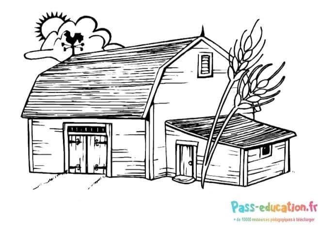 Coloriage Maison de ferme à imprimer et colorier