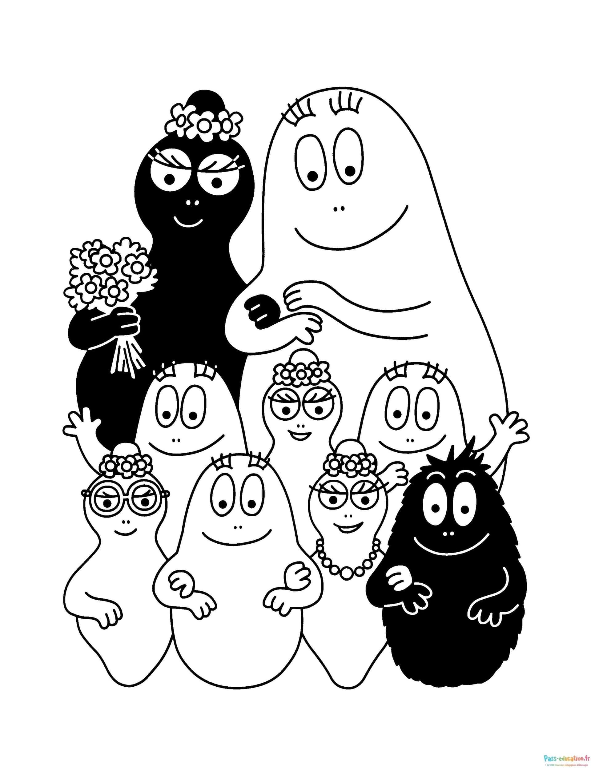 Coloriage Famille Barbapapa à imprimer et colorier