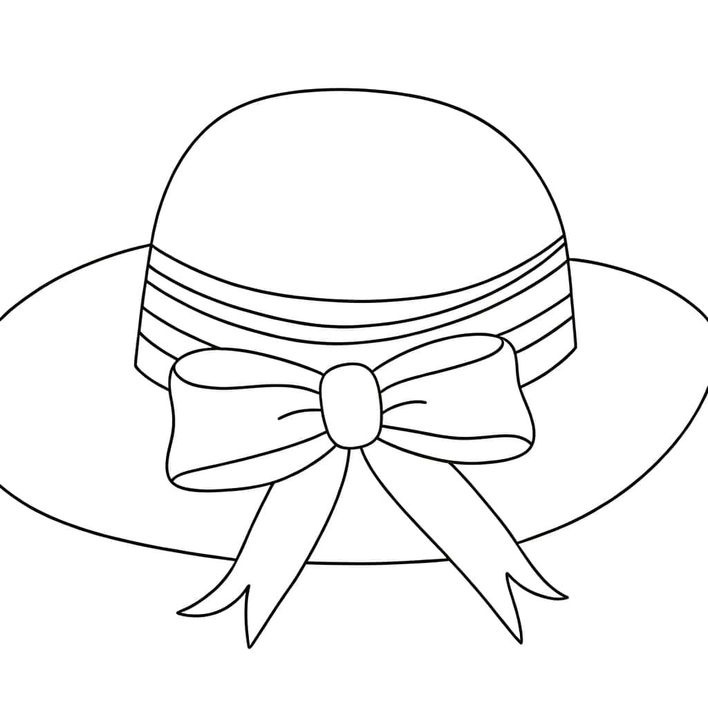 Coloriage Chapeau avec nœud à imprimer et colorier