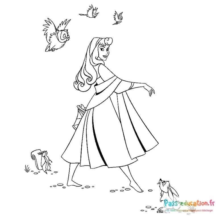 Coloriage Princesse et animaux à imprimer et colorier
