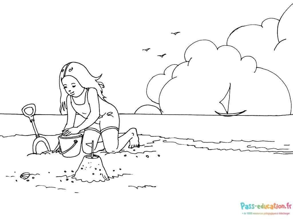 Coloriage Plage et créativité à imprimer et colorier