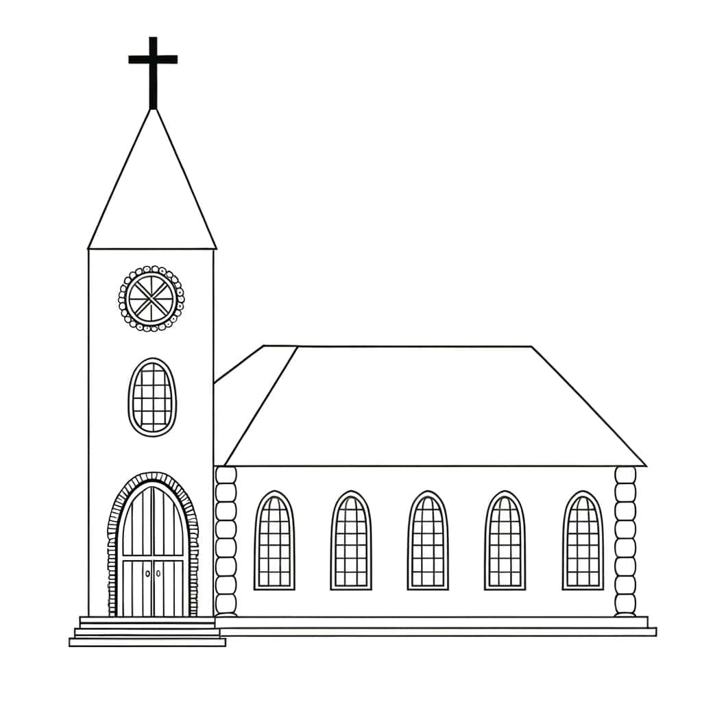 Coloriage Église catholique à imprimer et colorier