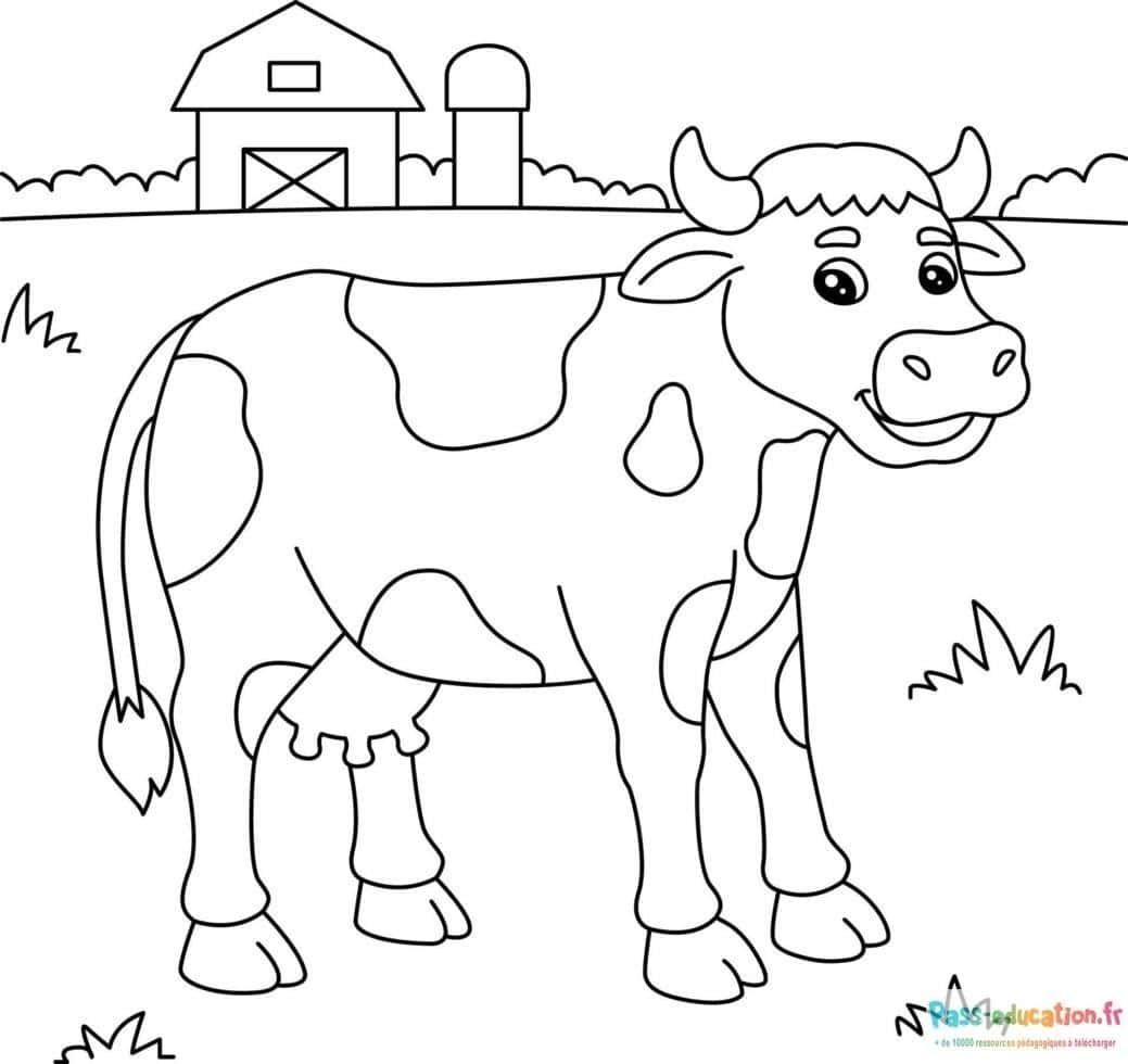 Coloriage Vache souriante à imprimer et colorier