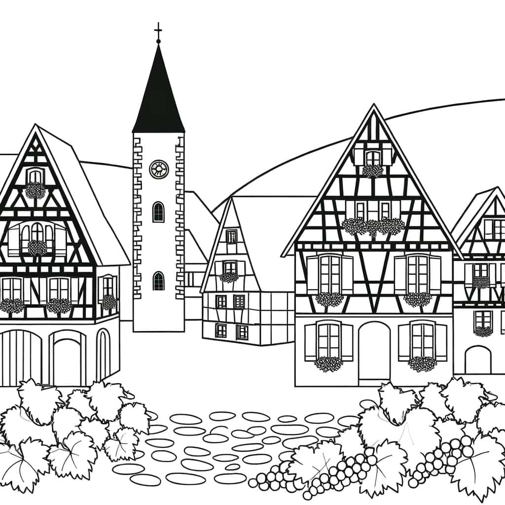Coloriage Alsace traditionnelle à imprimer et colorier