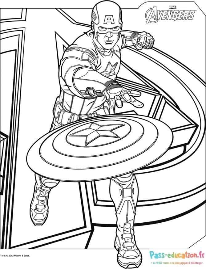 Coloriage Capitaine au bouclier à imprimer et colorier