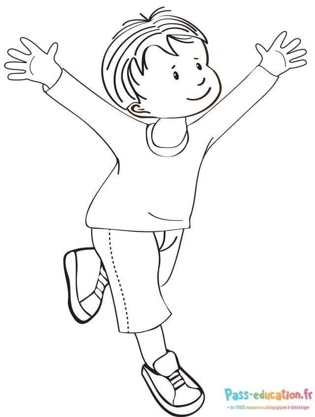 Coloriage Garçon joyeux à imprimer et colorier