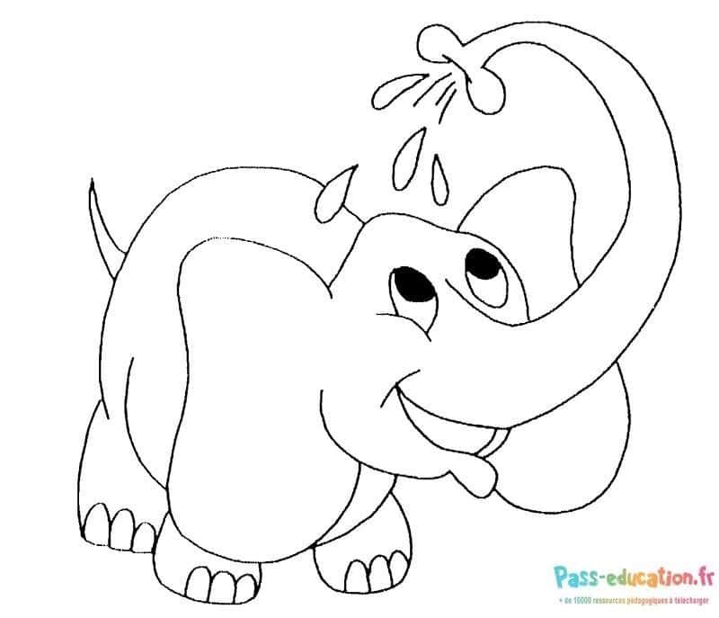 Coloriage Elephant joyeux à imprimer et colorier