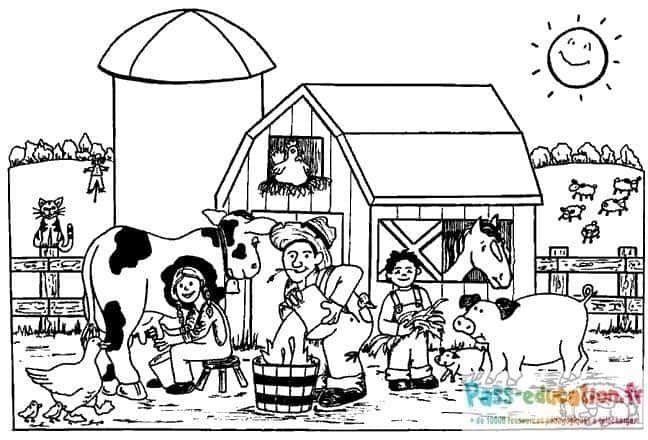 Coloriage Scène de ferme à imprimer et colorier