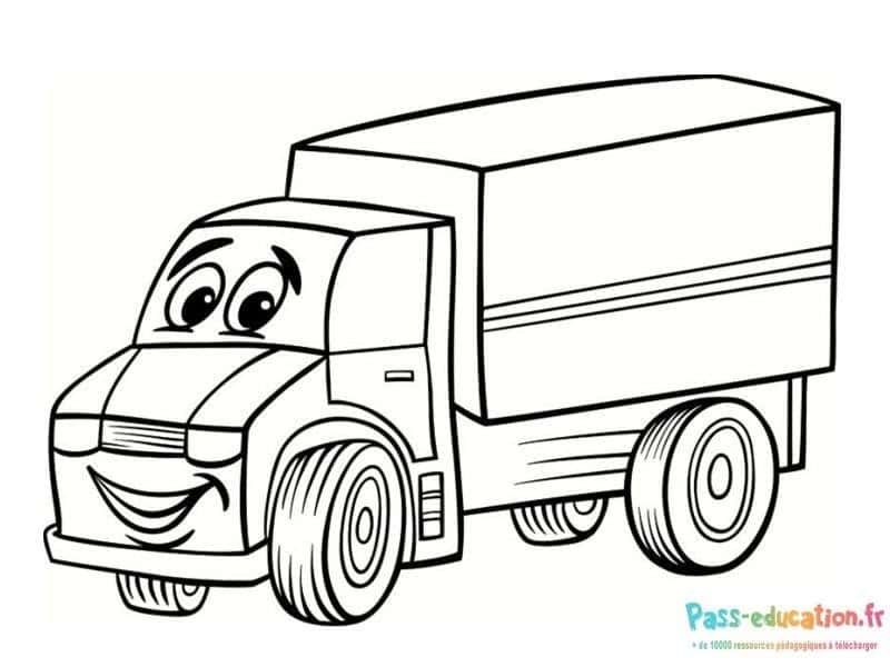 Coloriage Camion souriant à imprimer et colorier