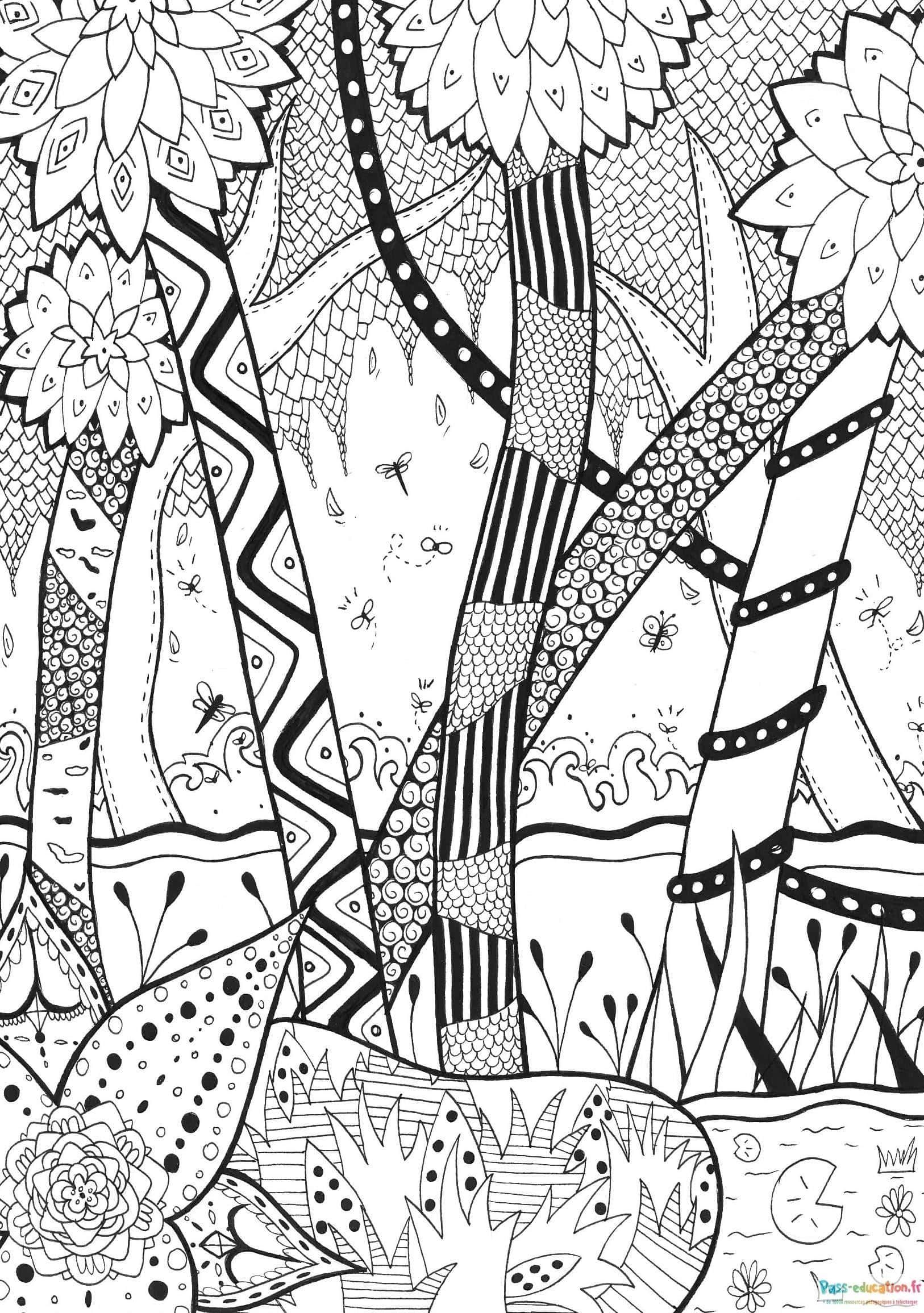Coloriage Jungle mystérieuse à imprimer et colorier
