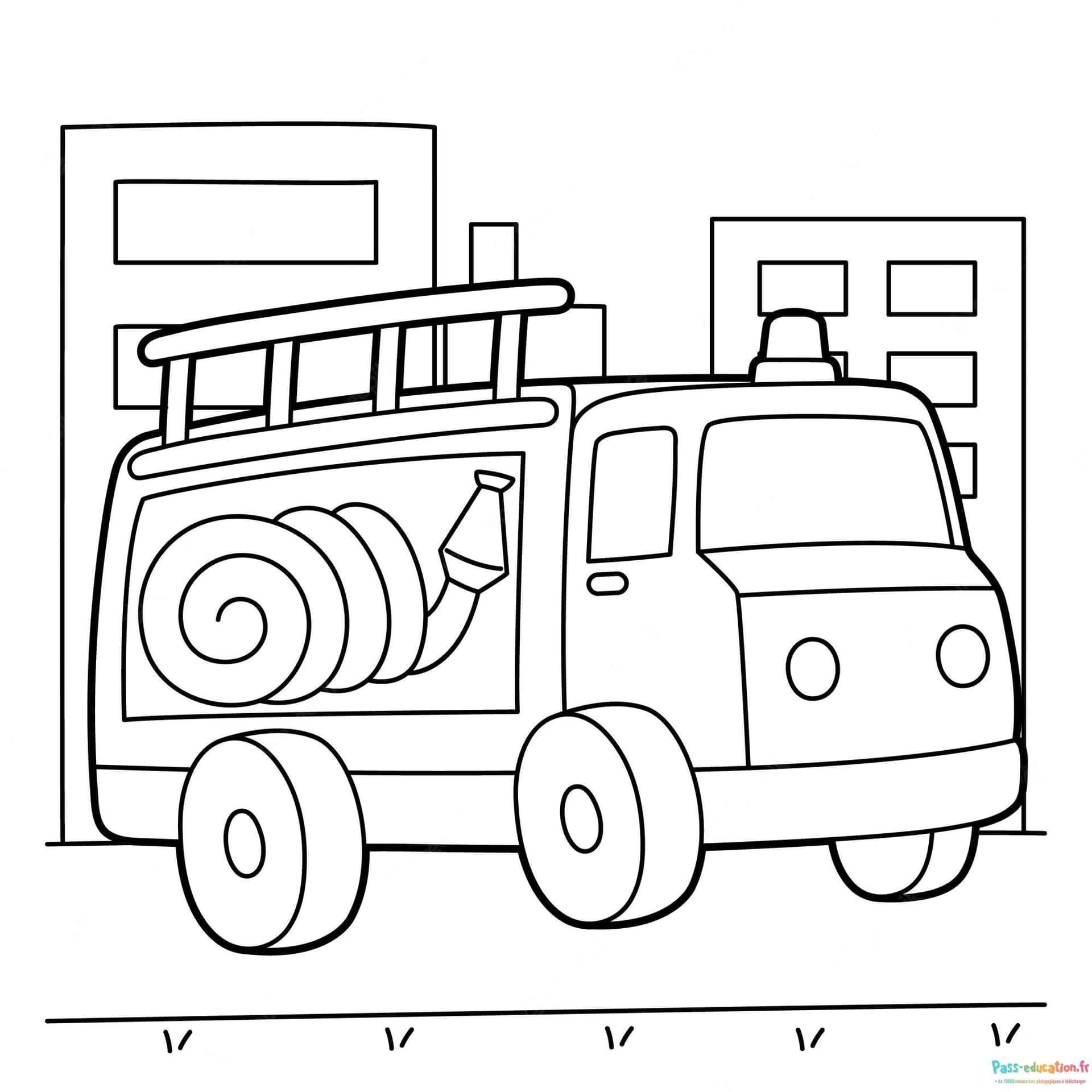 Coloriage Camion de pompier à imprimer et colorier