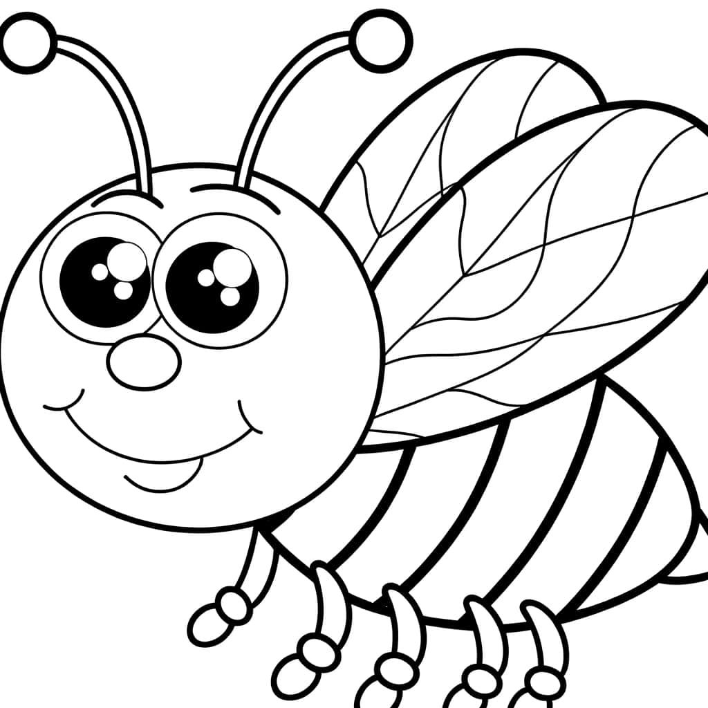 Coloriage Abeille souriante à imprimer et colorier