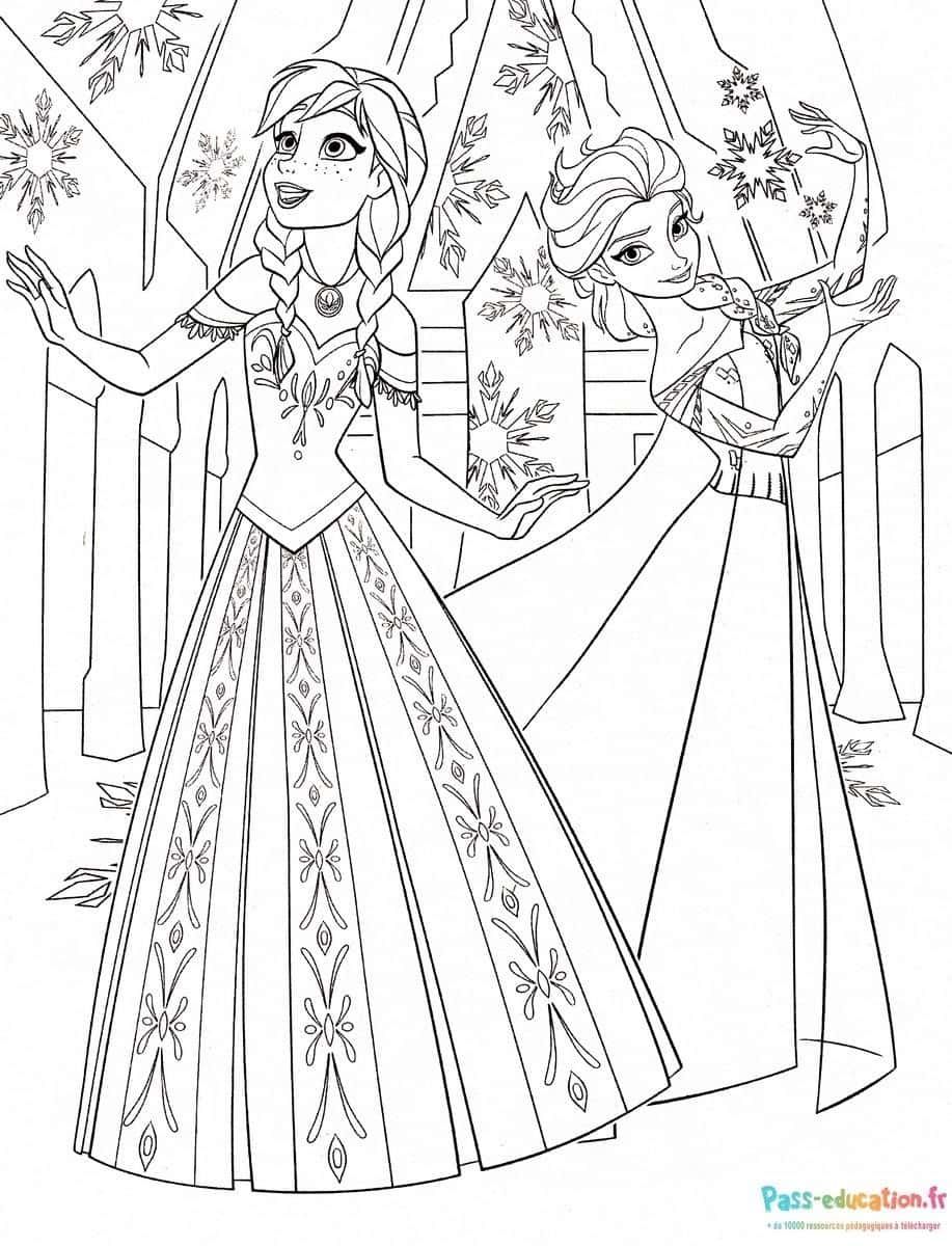 Coloriage Anna et Elsa à imprimer et colorier