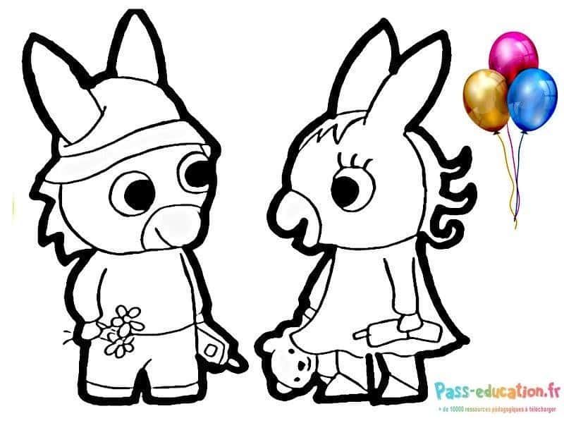 Coloriage Lapins amis à imprimer et colorier