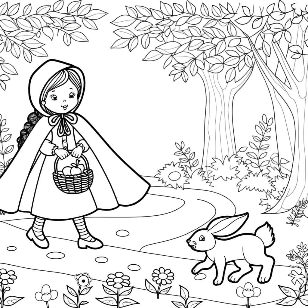 Coloriage Petit Chaperon Rouge à imprimer et colorier