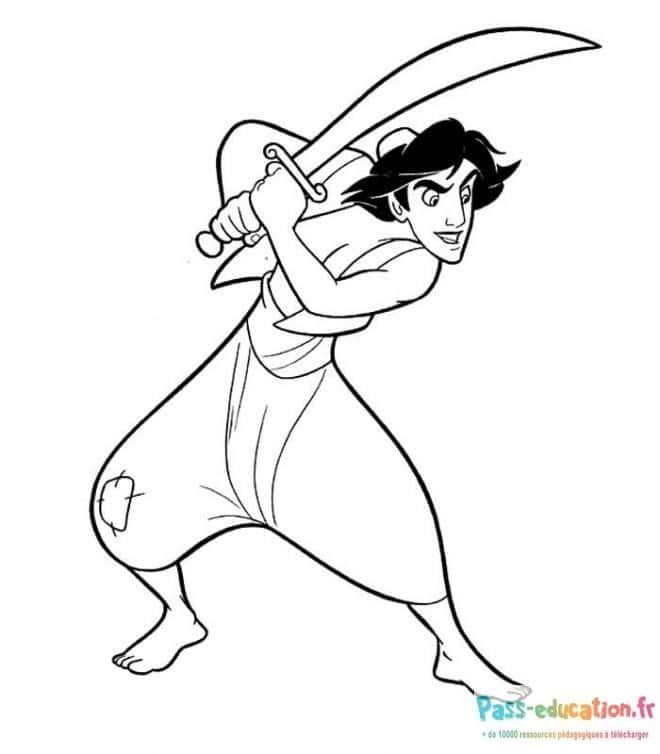 Coloriage Aladdin en action à imprimer et colorier