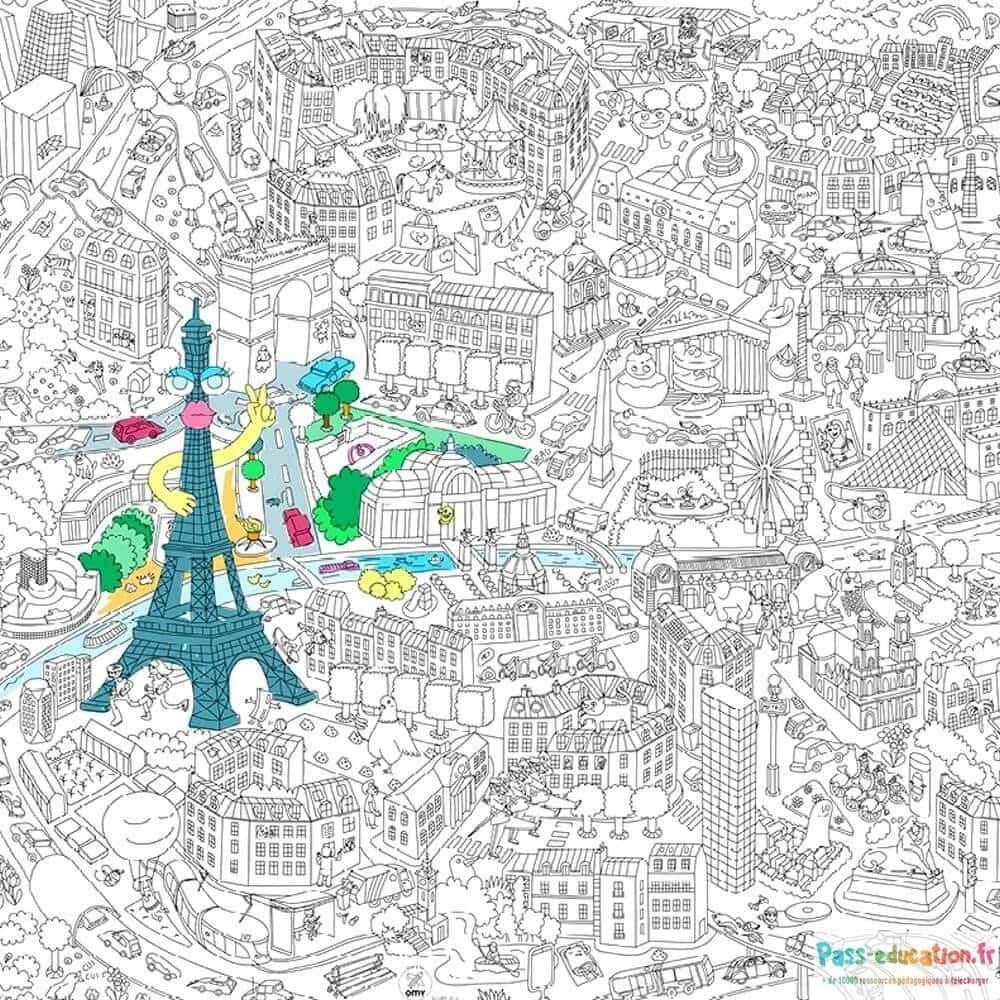 Coloriage Paris imaginaire à imprimer et colorier
