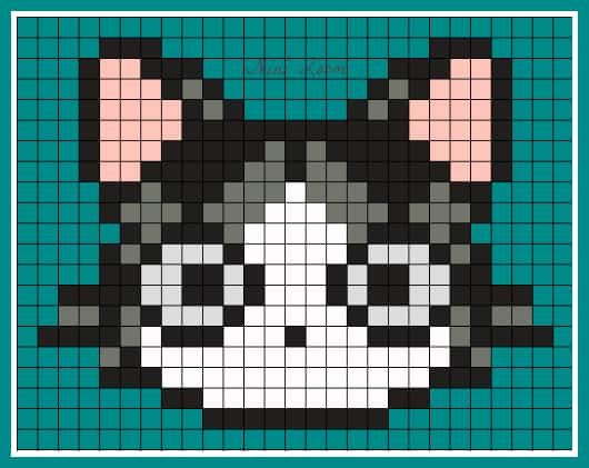 Coloriage Chat pixel à imprimer et colorier