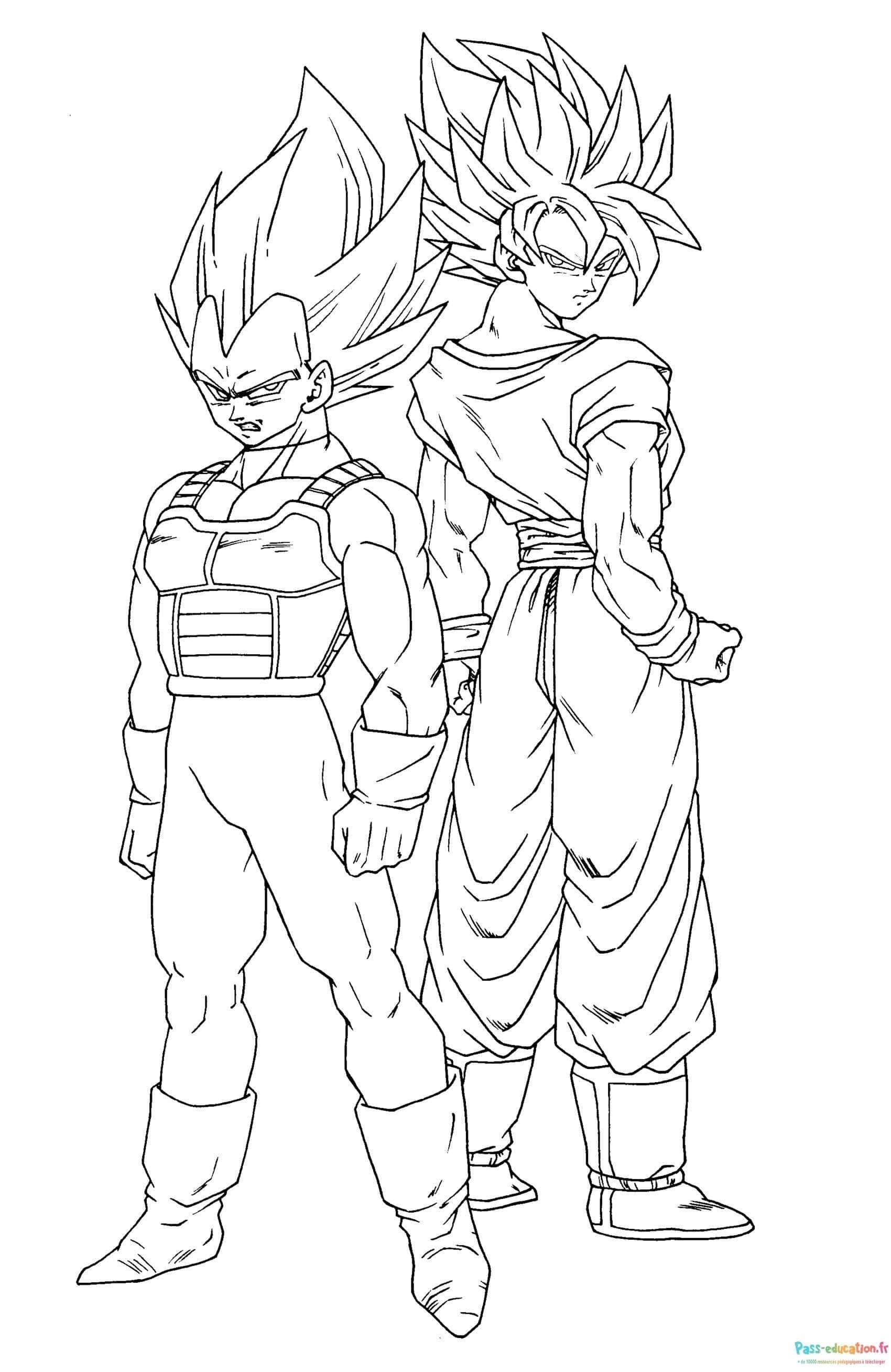 Coloriage Guerriers Saiyans à imprimer et colorier