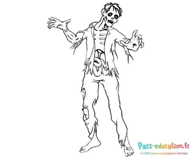 Coloriage Zombie décomposé à imprimer et colorier