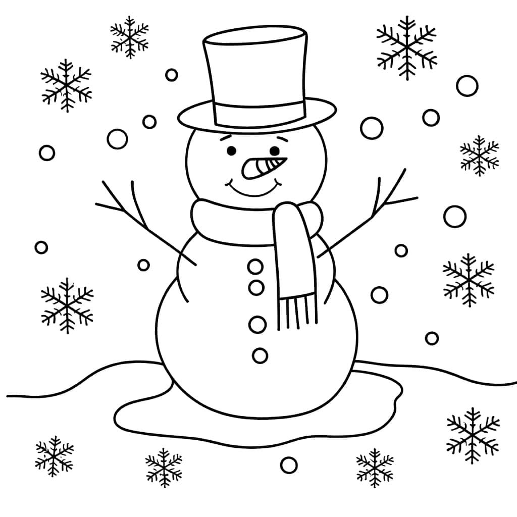Coloriage Bonhomme de neige à imprimer et colorier
