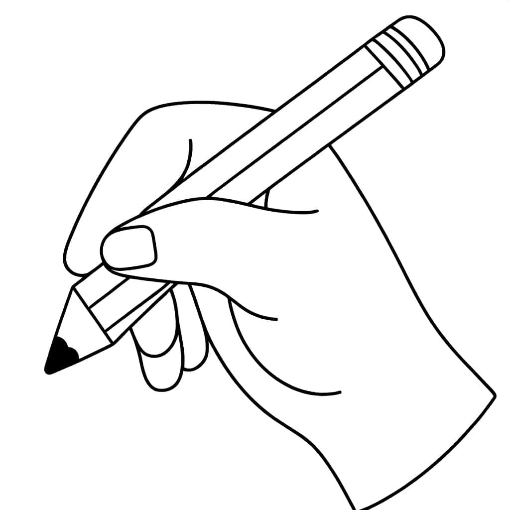 Coloriage Main au crayon à imprimer et colorier