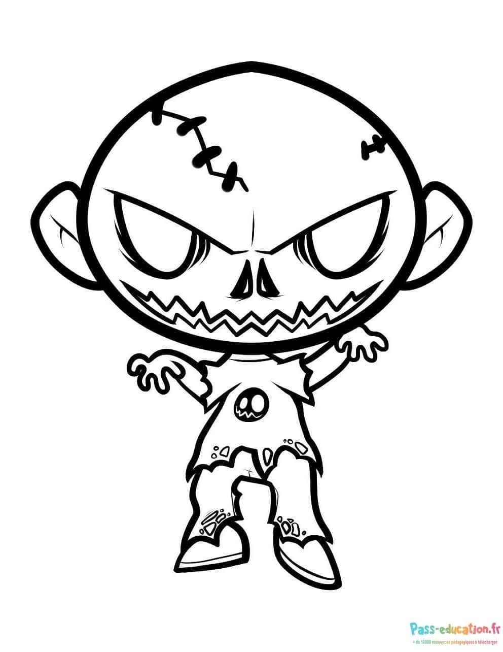 Coloriage Zombie rigolo à imprimer et colorier