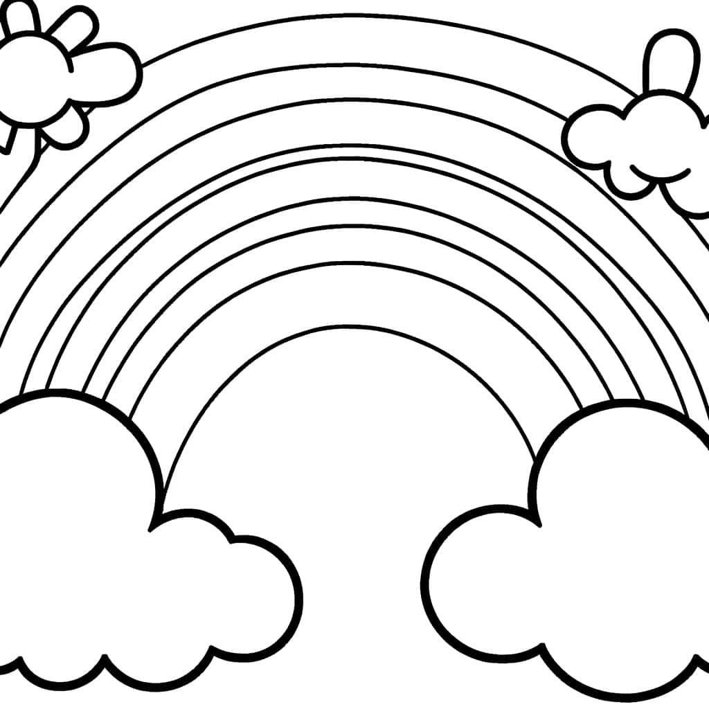 Coloriage Arc-en-ciel et nuages à imprimer et colorier
