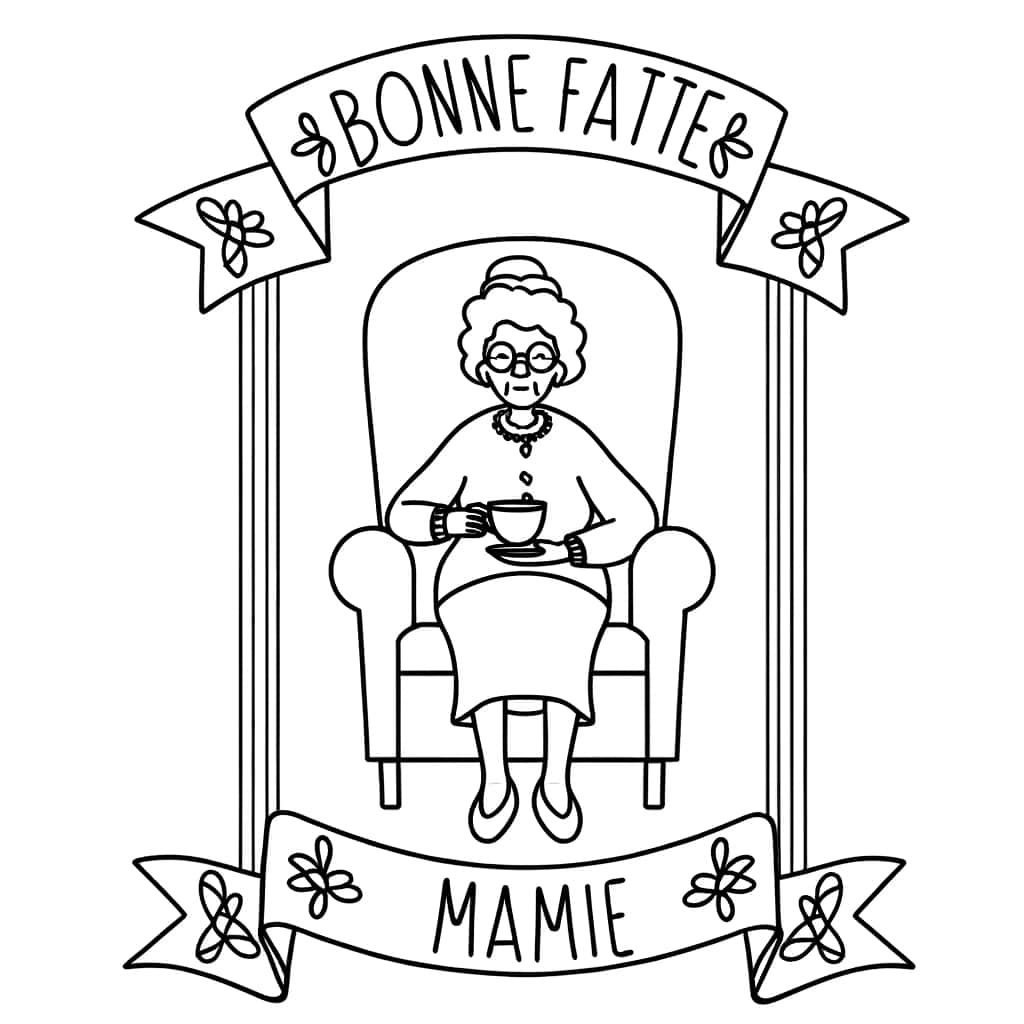 Coloriage Bonne Fête Mamie à imprimer et colorier