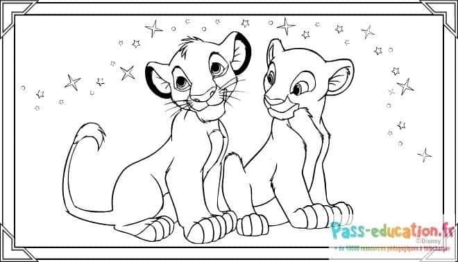 Coloriage Jeunes lions à imprimer et colorier