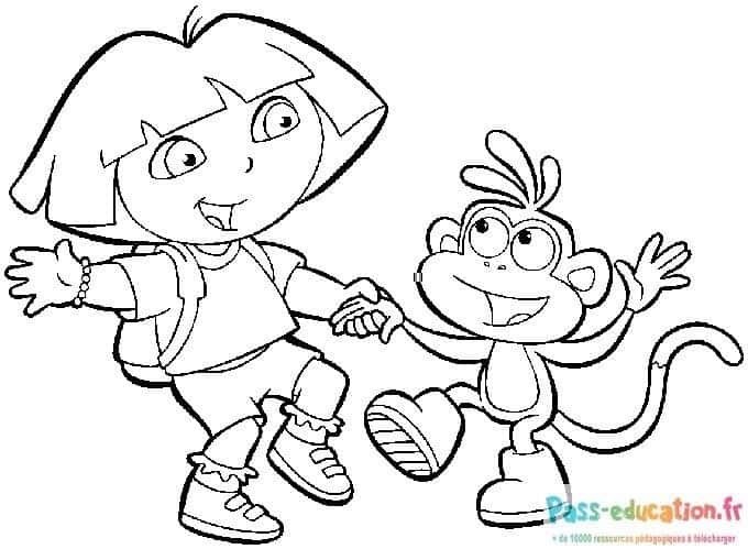 Coloriage Dora et Babouche à imprimer et colorier