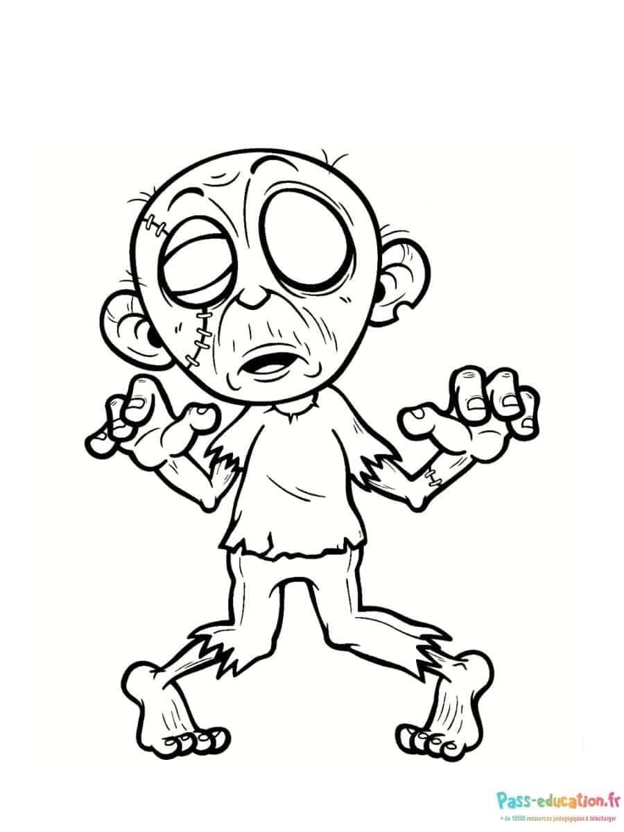 Coloriage Zombie énervé à imprimer et colorier