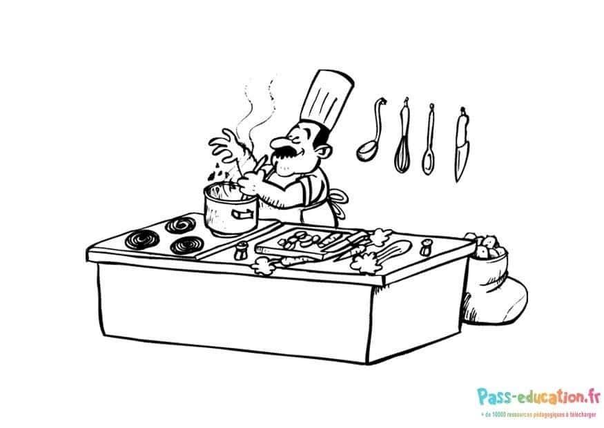 Coloriage Chef cuisinier à imprimer et colorier