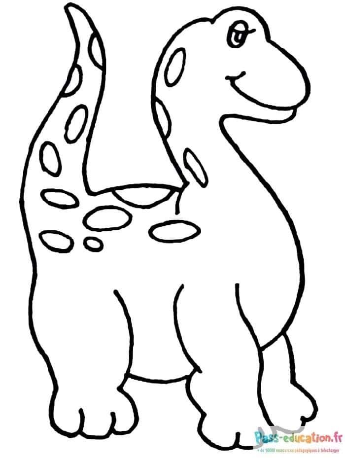 Coloriage Dinosaure souriant à imprimer et colorier