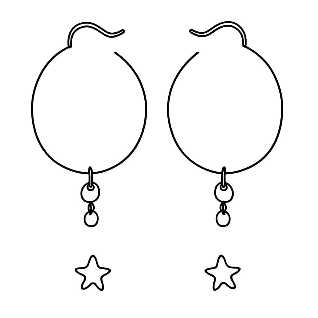 Coloriage Boucles d'oreilles étoilées à imprimer et colorier