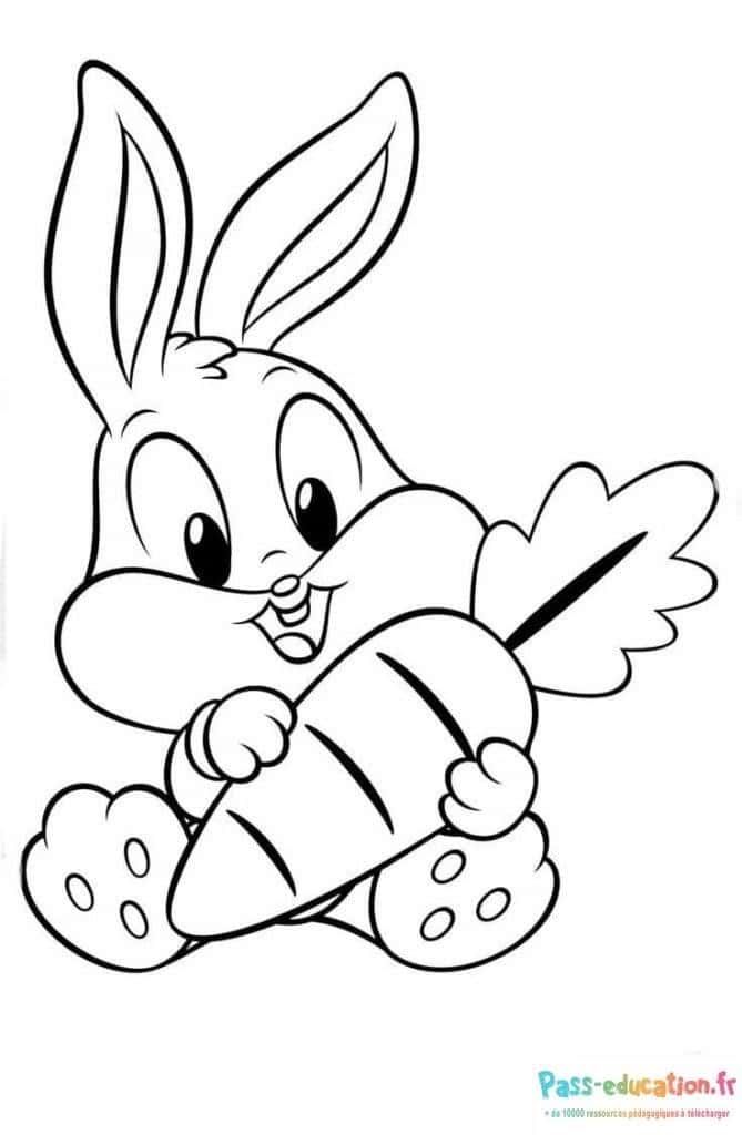 Coloriage Lapin avec carotte à imprimer et colorier