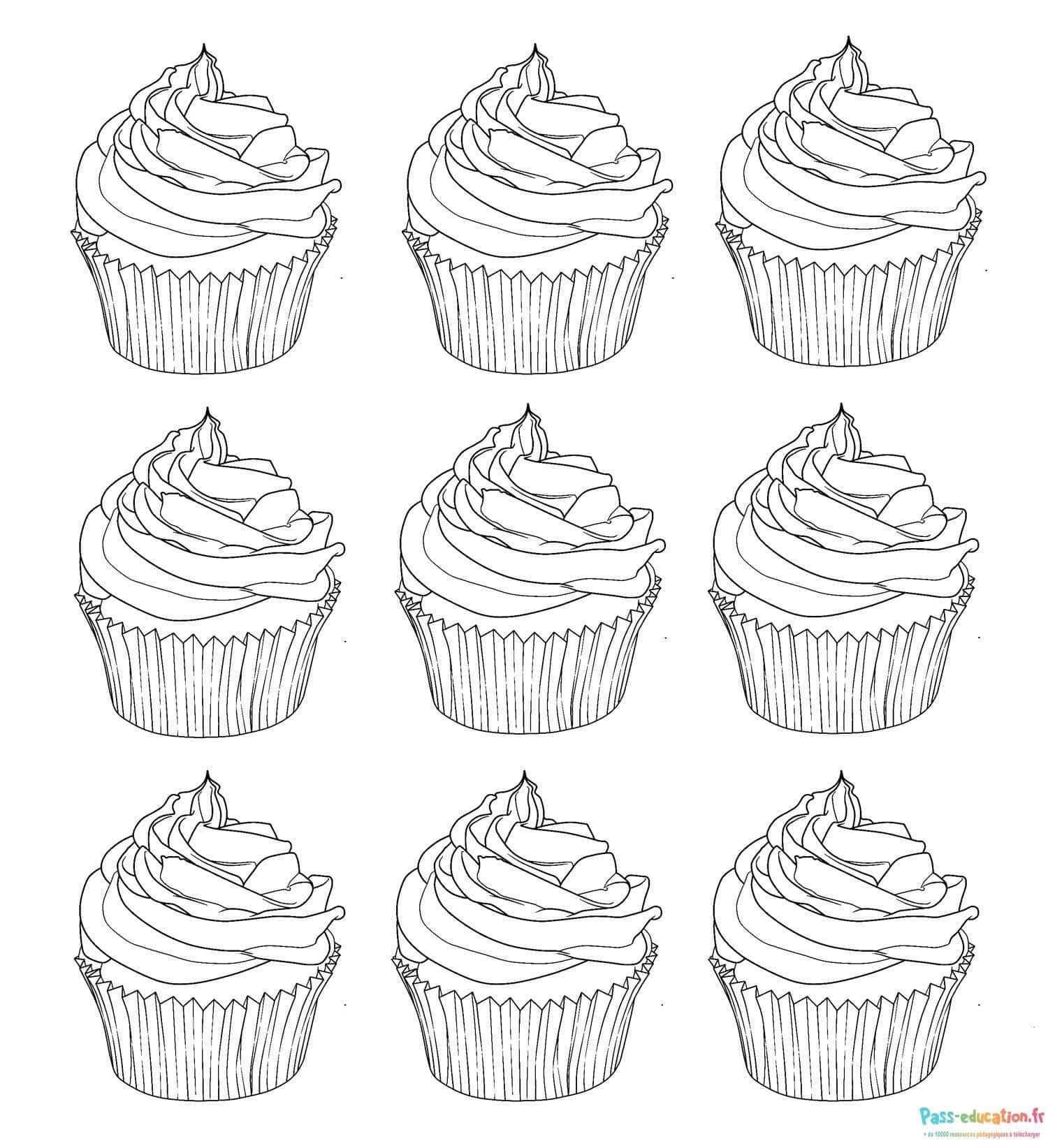 Coloriage Cupcakes gourmands à imprimer et colorier