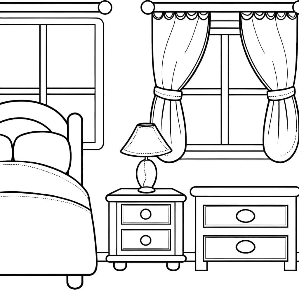 Coloriage Chambre à coucher à imprimer et colorier