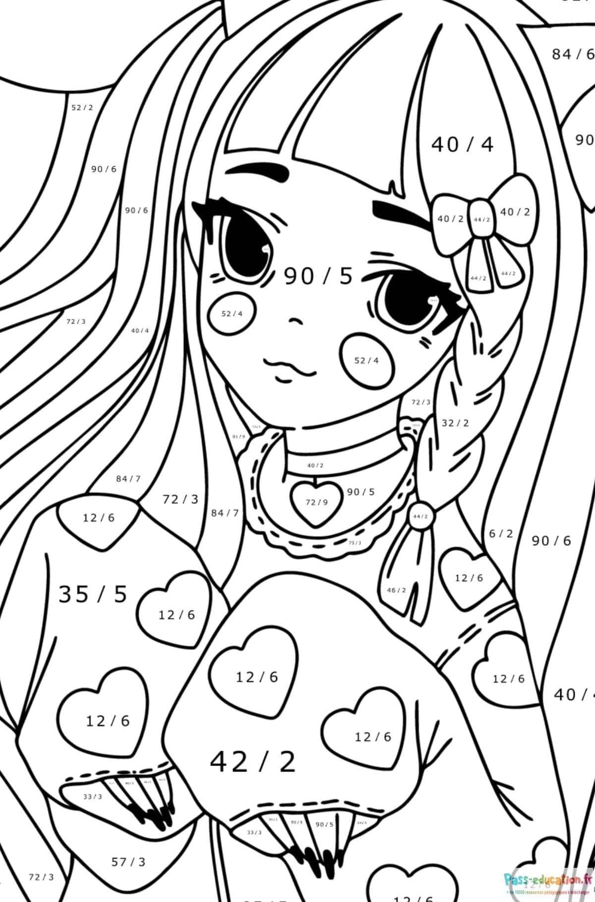 Coloriage Fille animée mathématique à imprimer et colorier